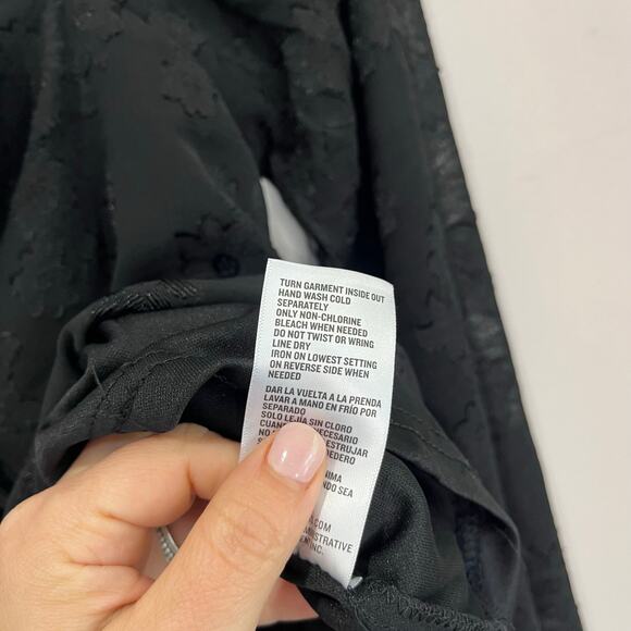 Francesca’s Hillary Lace Corset Long Sleeve Peplum Black Blouse NWT Sz S - Picture 7 of 10